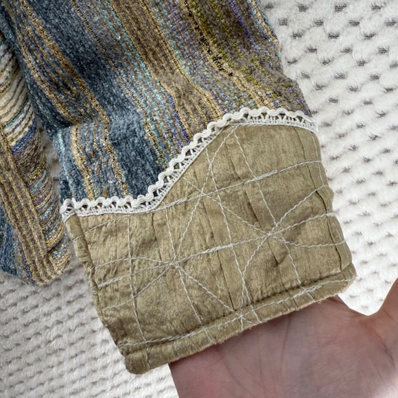 Yak Magik Jacket Women's Medium Blue Beige Cream Striped Hippie Boho Textured - Picture 4 of 11